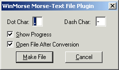 The WinMorse Morse-Text File Plugin Window